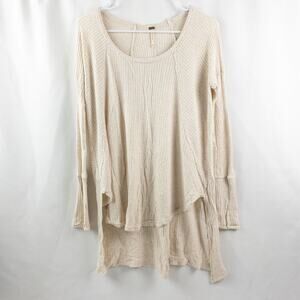 Free People Ventura Thermal Beige Waffle Knit Top Womens Medium